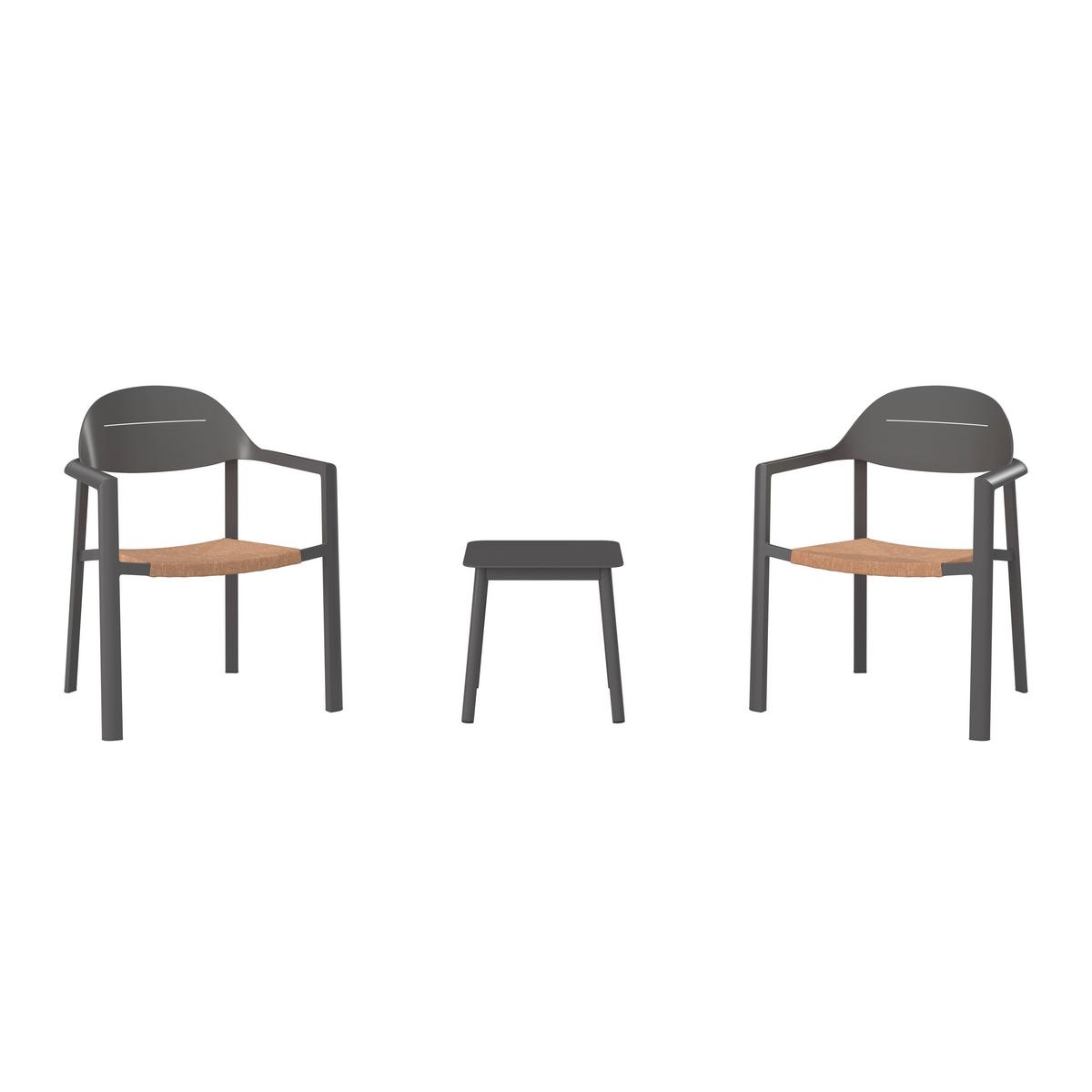 SADA NA BALKON SYDNEY - tmavě šedá/přírodní barvy, Moderní, kov/plast (66/68/66cm) - Mömax