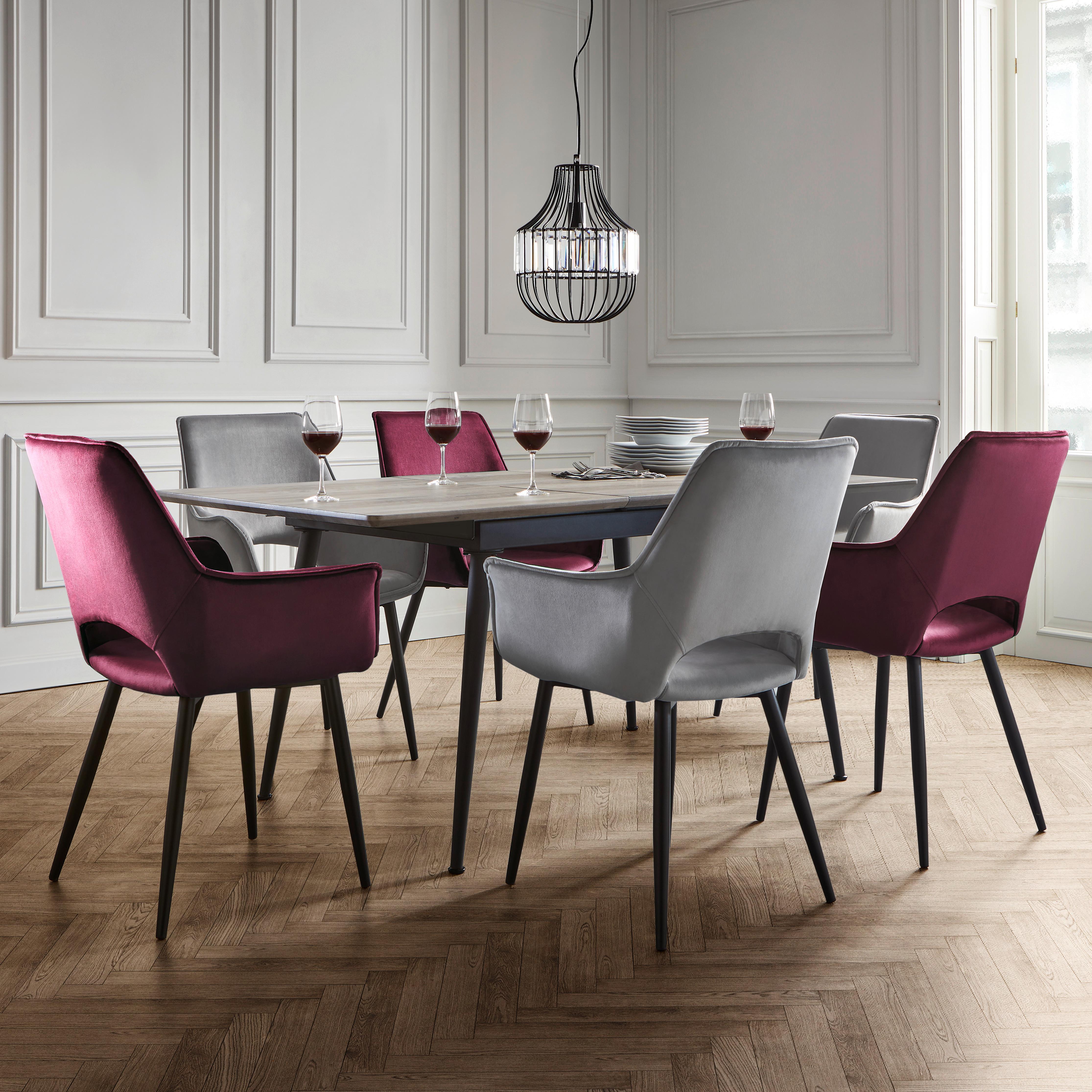 Rozkládací Stůl Vivian 140-180x90 Cm - černá/barvy dubu, Moderní, kov/dřevo (140-180/90/76cm) - Modern Living
