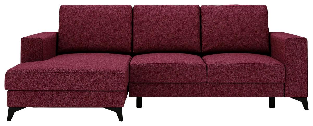 Ecksofa Harvey 156x244 Cm Mit Schlaffunktion Rot - Rot/Schwarz, Design, Textil (156/244cm) - Livetastic