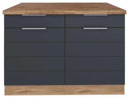 Grauer Küchenunterschrank mit 2 Drehtüren und 2 Schubladen