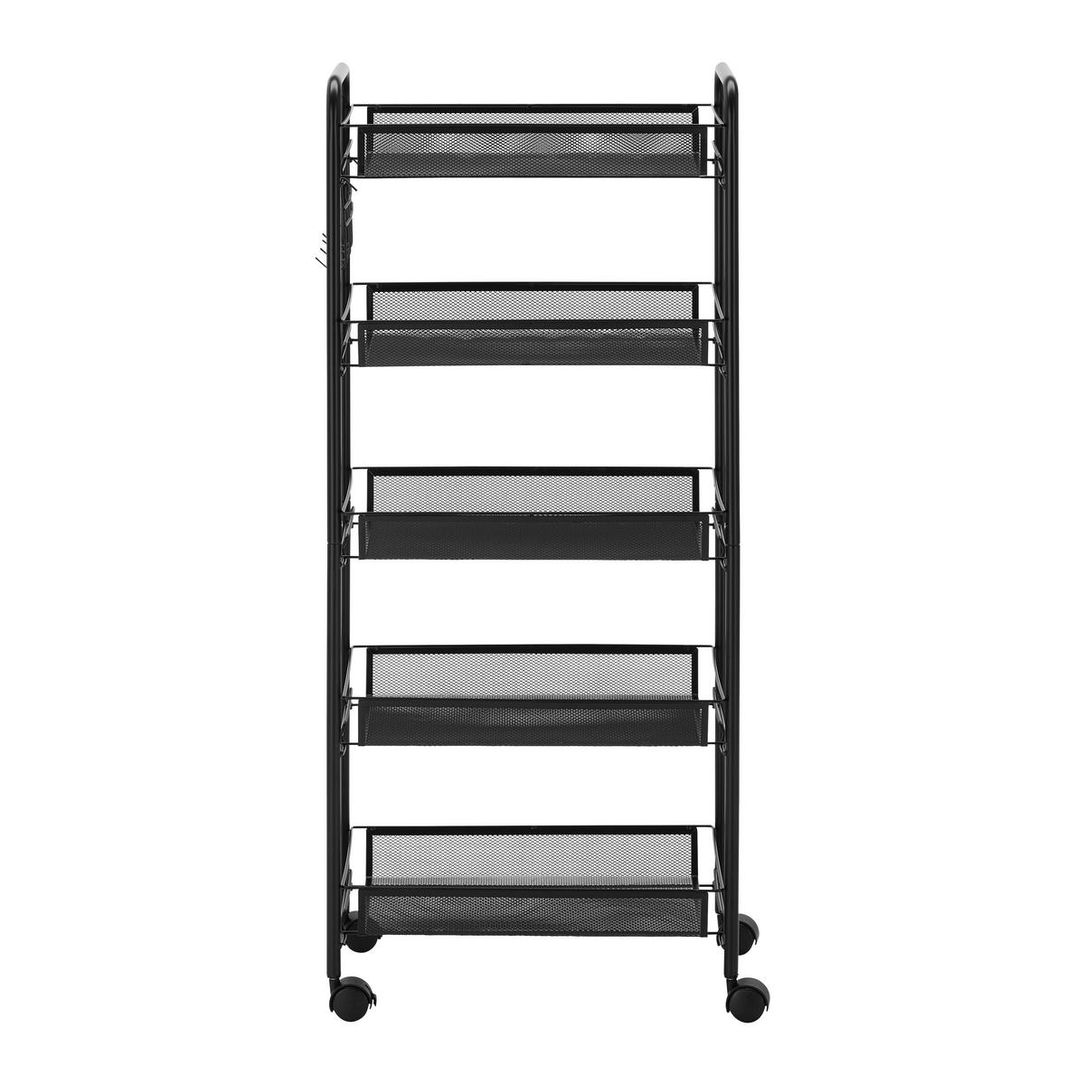 Regál na kolieskach SANDRO čierny - čierna, Modern, kov/plast (45/105/26cm) - P & B