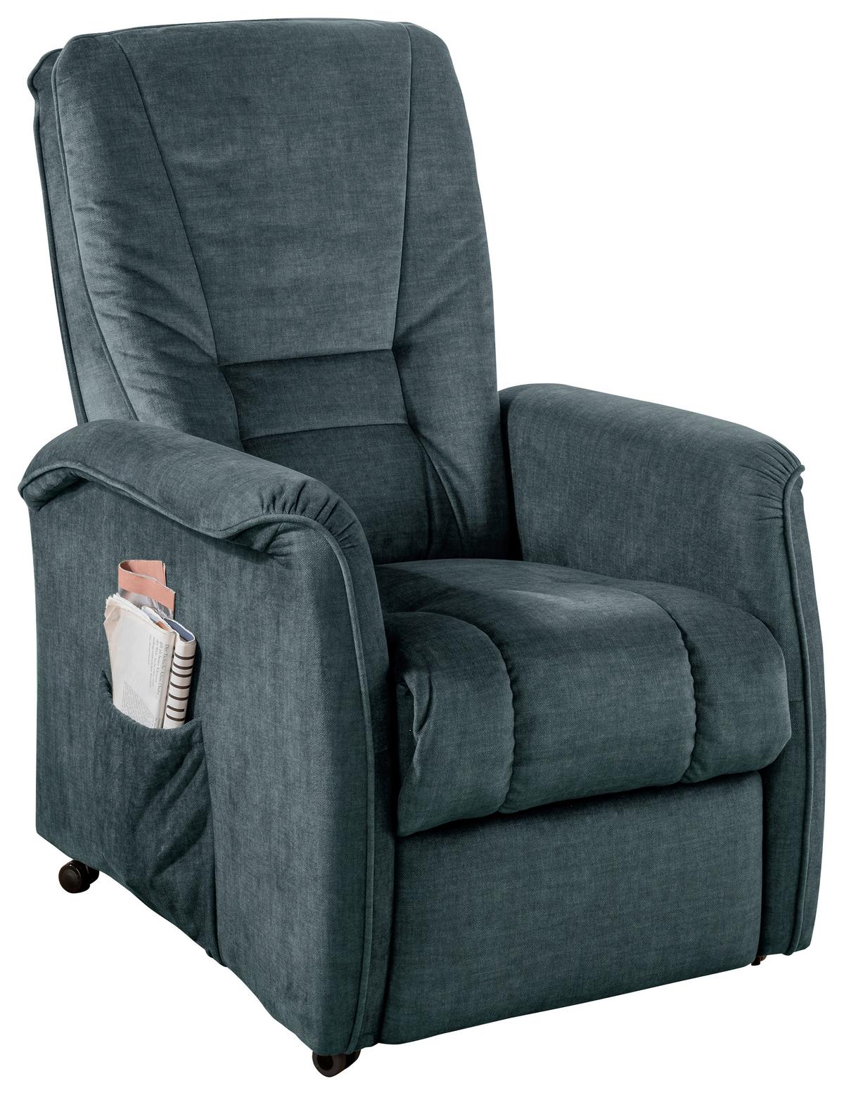 Fernsehsessel Harry Dunkelblau B: 77 Cm - Schwarz/Dunkelblau, Design, Textil (77/107/88cm) - Livetastic