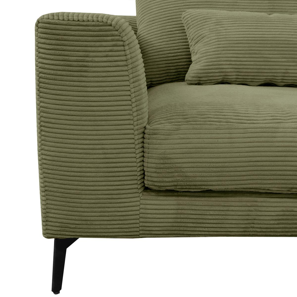 Ecksofa Berlin Cord Olivgrün 313x172 cm - Schwarz/Olivgrün, Design, Textil (313/172cm) - Livetastic