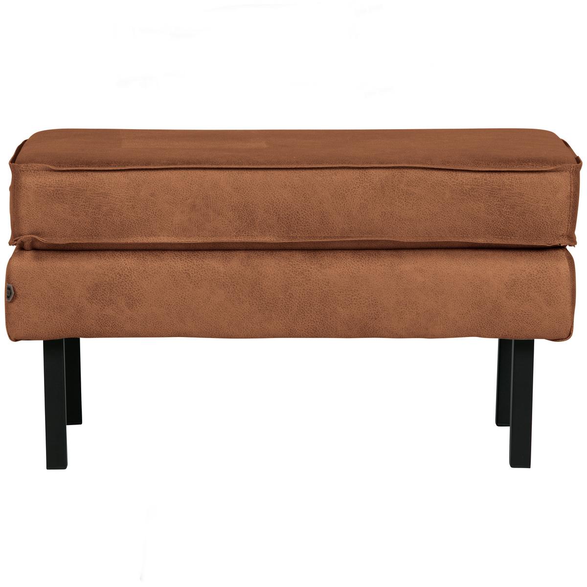 Hocker Rodeo Cognac B: 84cm - Cognac/Schwarz, Design, Leder/Textil (84/45/54cm) - Livetastic