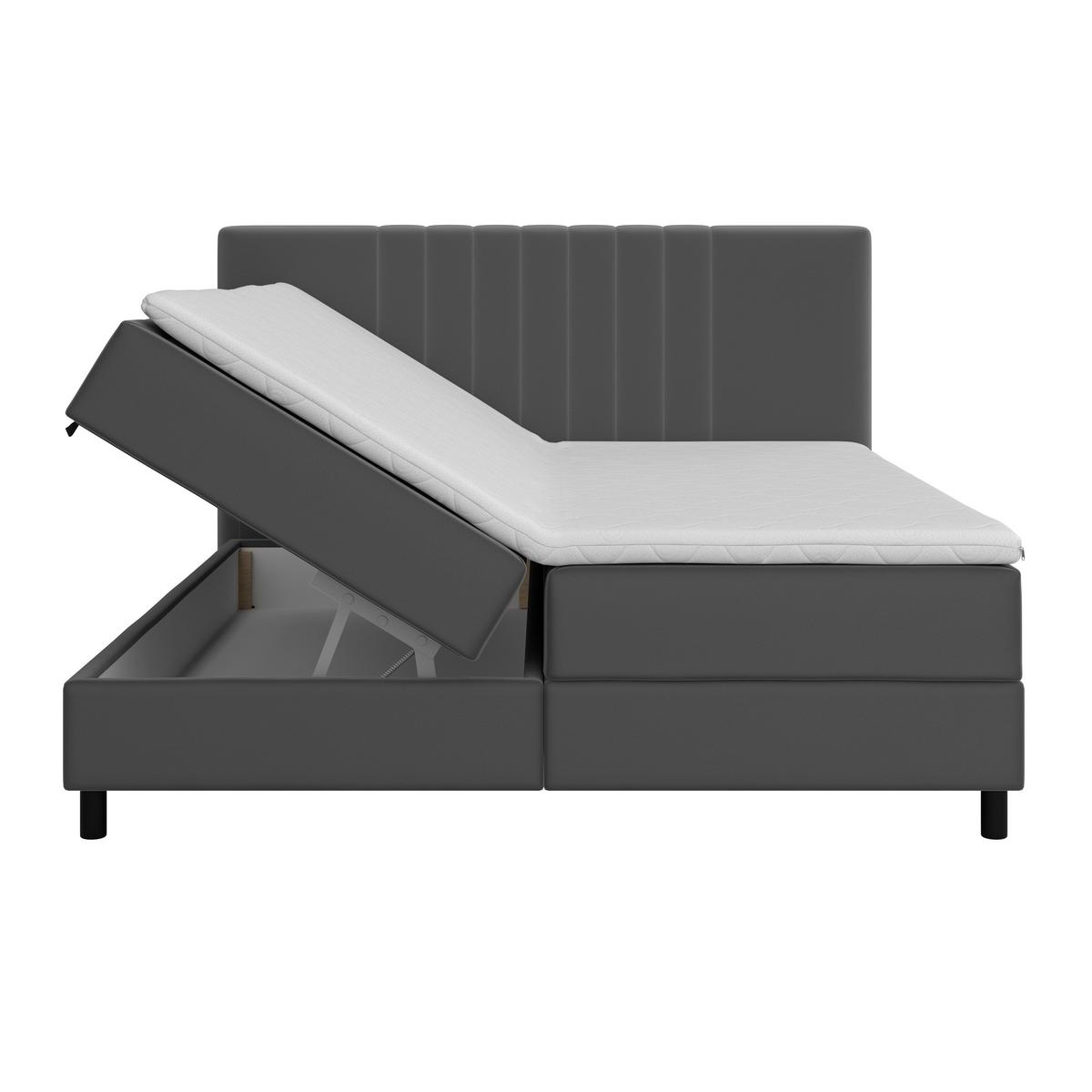 Boxspring postel ROMA tm. šědá, 180x200cm - šedá/černá, Moderní, kov/dřevo (180/200cm) - Bessagi Home