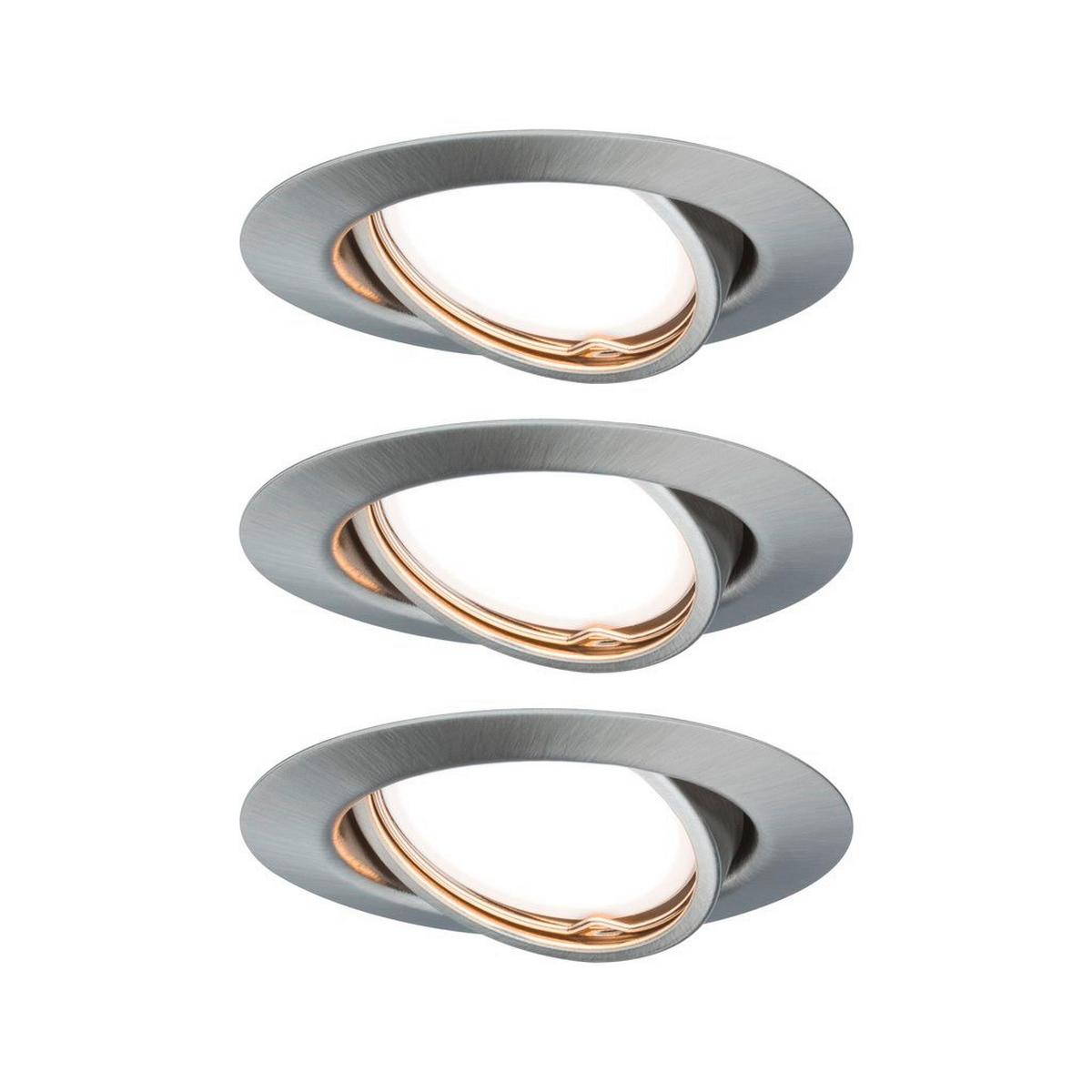 LED-Deckenleuchte Ø 9 cm 3er-Set Spot Schwenkbar - Alufarben, Basics, Metall (9cm) - Paulmann