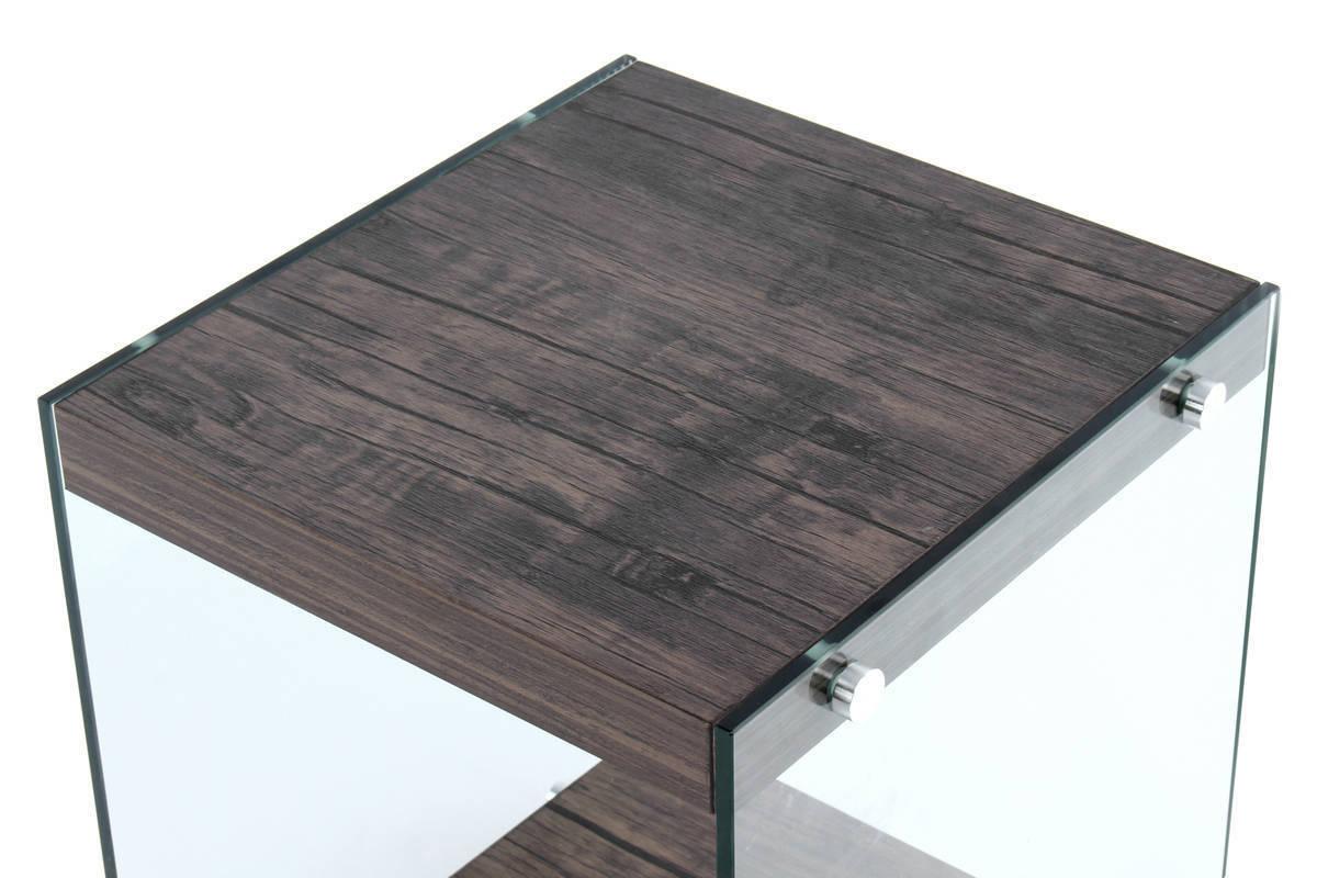 Beistelltisch Mit Ablage Elementary Hellbraun - Klar/Hellbraun, Basics, Glas/Holzwerkstoff (35/35/45cm) - Kayoom