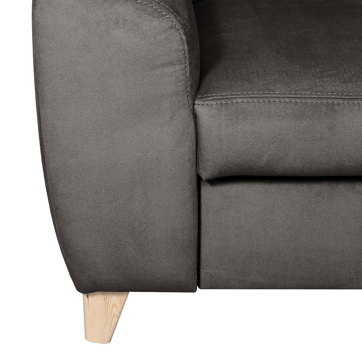 Ecksofa Aspen Webstoff Dunkelgrau 245x208 Cm - Dunkelgrau/Buchefarben, Design, Textil (245/208cm) - Livetastic