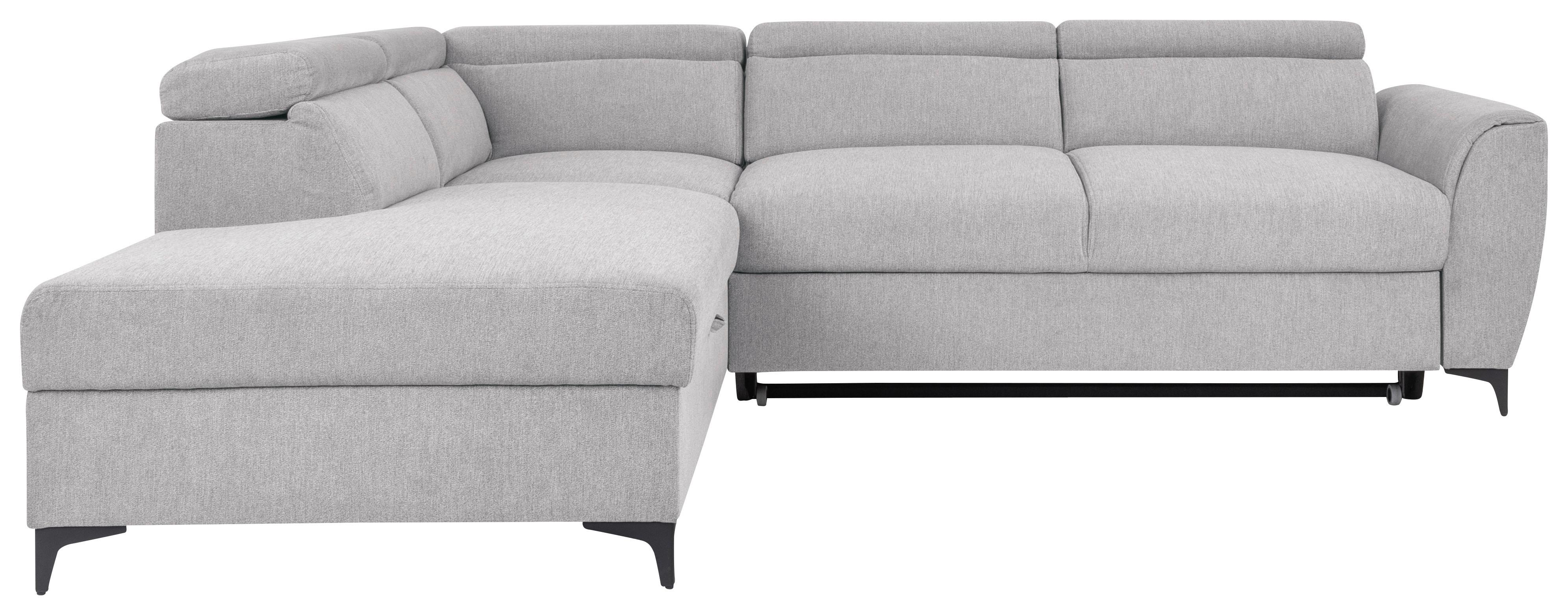 Ecksofa Lapis Hellgrau S: 217/255 cm - Hellgrau/Schwarz, KONVENTIONELL, Textil (217/255cm) - MID.YOU