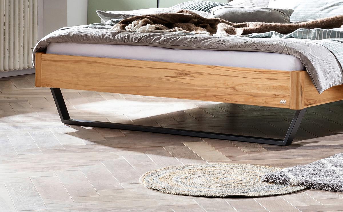 Bett Montieri Buchefarben 140x200 Cm - Dunkelgrau/Anthrazit, MODERN, Holz/Textil (140/200cm) - Hasena