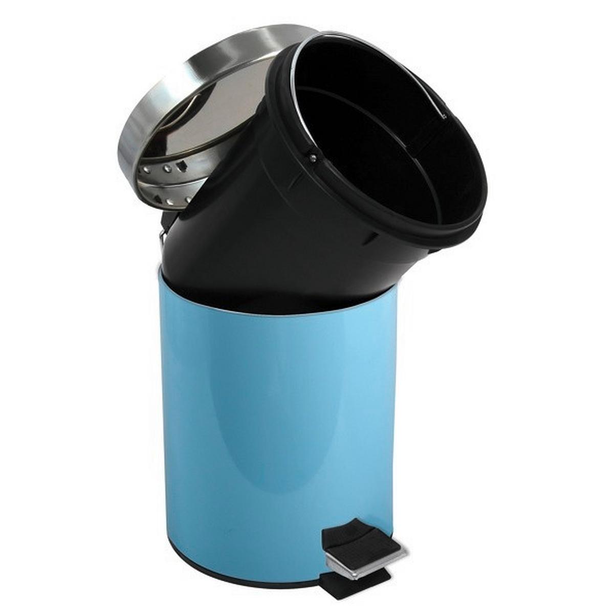Kosmetikeimer Unis 3l Pastelblau Metall Dxh 17x25 - Pastellblau/Schwarz, Basics, Kunststoff/Metall (17/25cm)