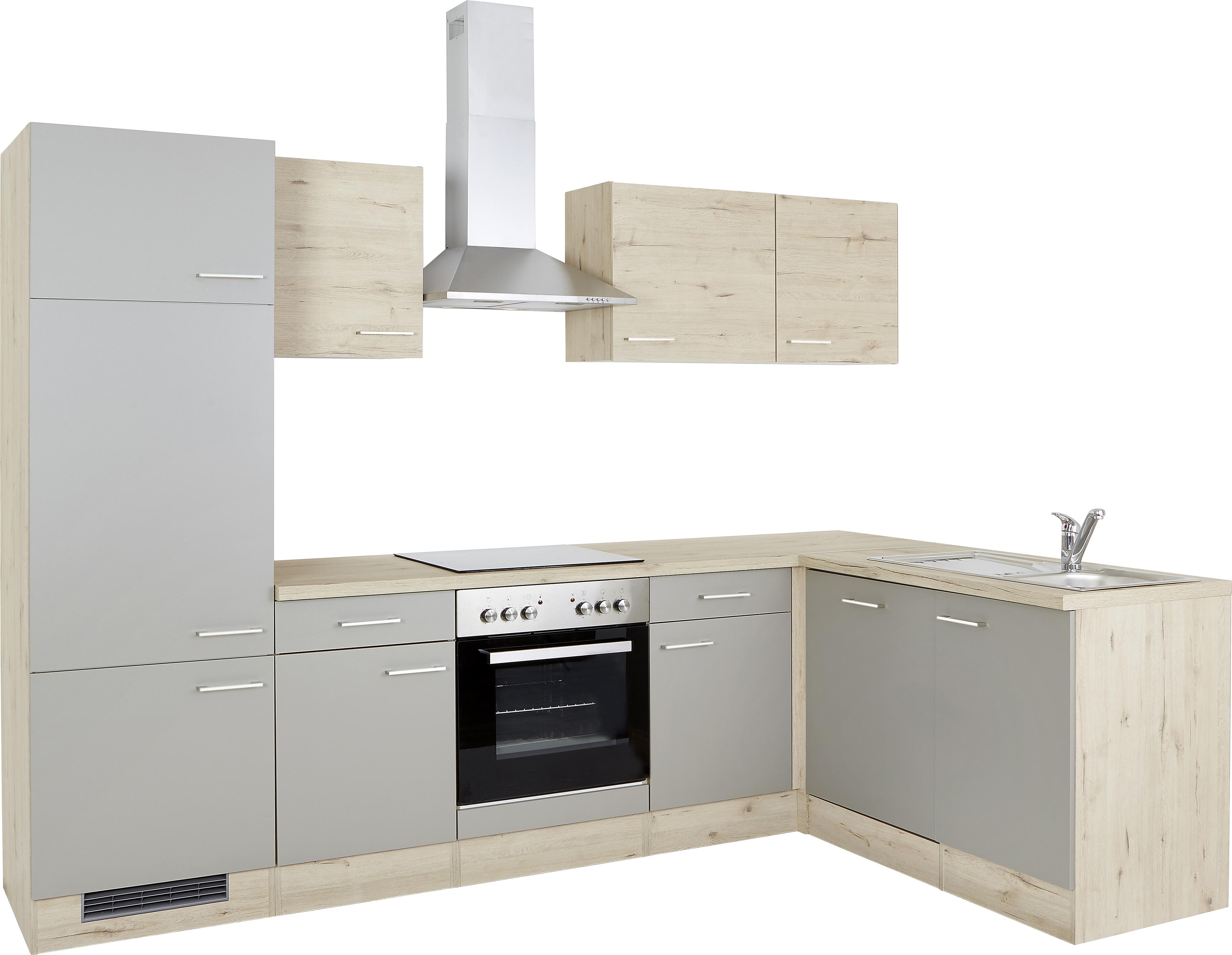 Eckküche Riva mit Geräten 280x170 cm Champagner/Eiche - Eichefarben, MODERN, Holzwerkstoff (280/170cm) - FlexWell