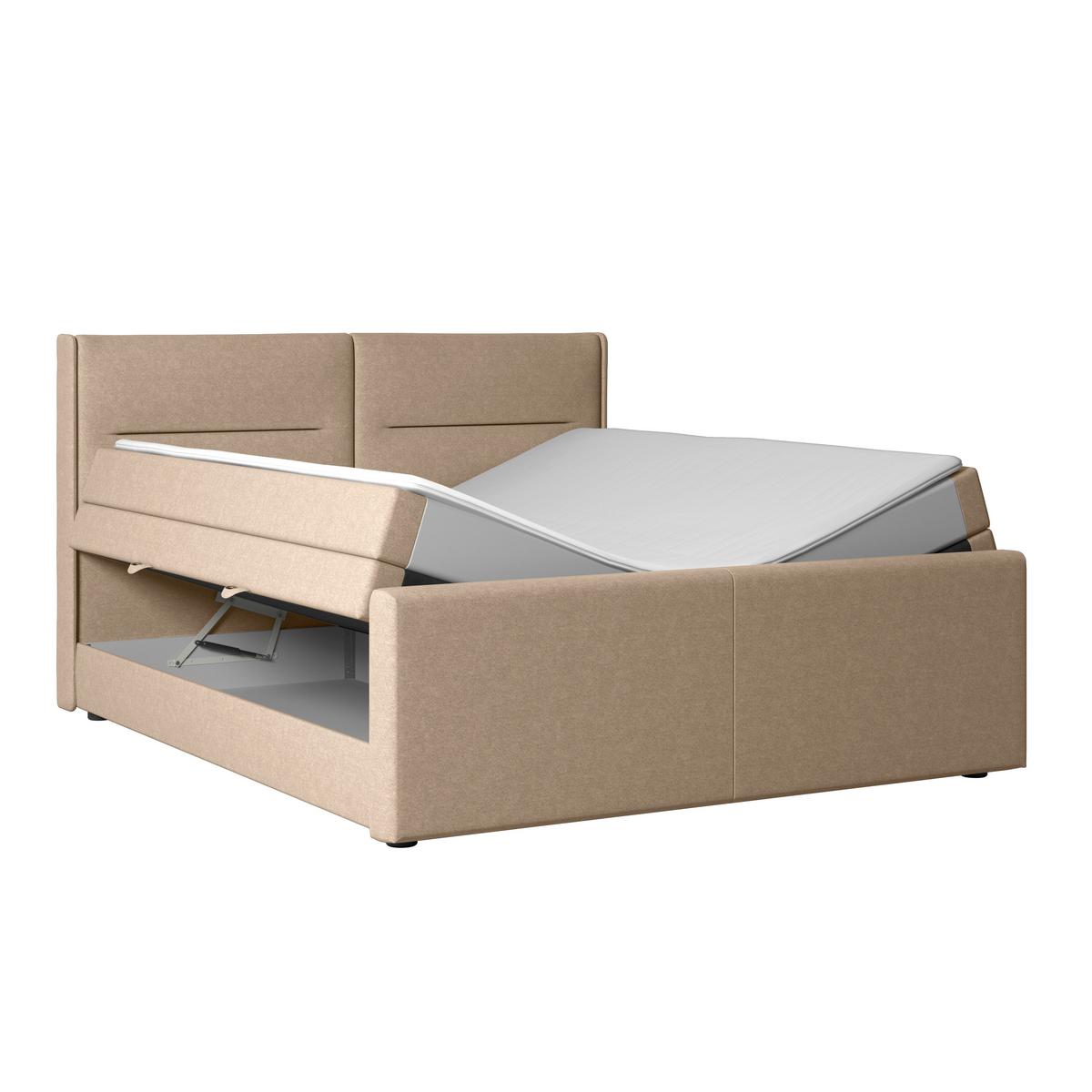 Boxspringbett mit Bettkasten Kyoto Naturfarben 180x200 - Schwarz/Naturfarben, MODERN, Karton/Holzwerkstoff (180/200cm) - MID.YOU