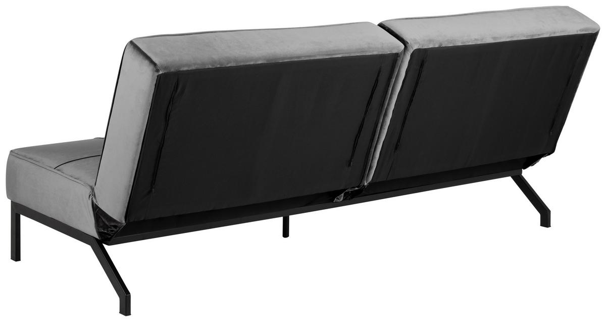 3-sitzer-sofa Mit Schlaffunkt. Perugia Dunkelgrau Samt - Dunkelgrau/Schwarz, Trend, Textil (198/87/95cm) - MID.YOU