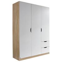 Drehtürenschrank grifflos 136cm Freising, Weiß Dekor - Weiß/Sonoma Eiche, MODERN, Holzwerkstoff (136/197/54cm) - Rauch Möbel