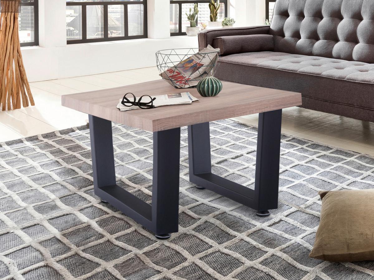 Couchtisch Naturfarben B: 60 cm - Schwarz/Naturfarben, Design, Holzwerkstoff/Metall (60/60/40cm) - Livetastic