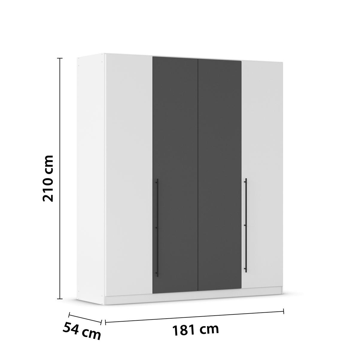 Kleiderschrank Safari B: 181 cm - Weiß/Grau, KONVENTIONELL, Holzwerkstoff (181/210/54cm)