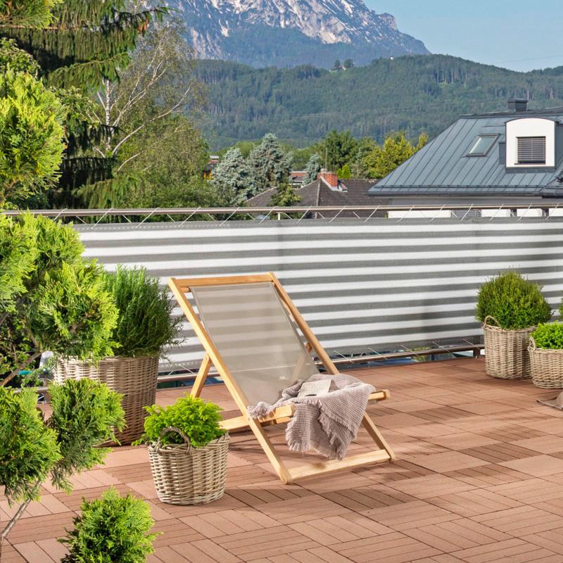 SICHTSCHUTZ BALKONBL. SYLT 0,9X5M, - Weiß/Grau, Basics, Kunststoff (500/90cm) - Windhager