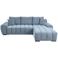 Rohová sedačka BARCA, modrá obojstranná, s vankúšmi - modrá/čierna, Konventionell, drevo/textil (275/180cm)