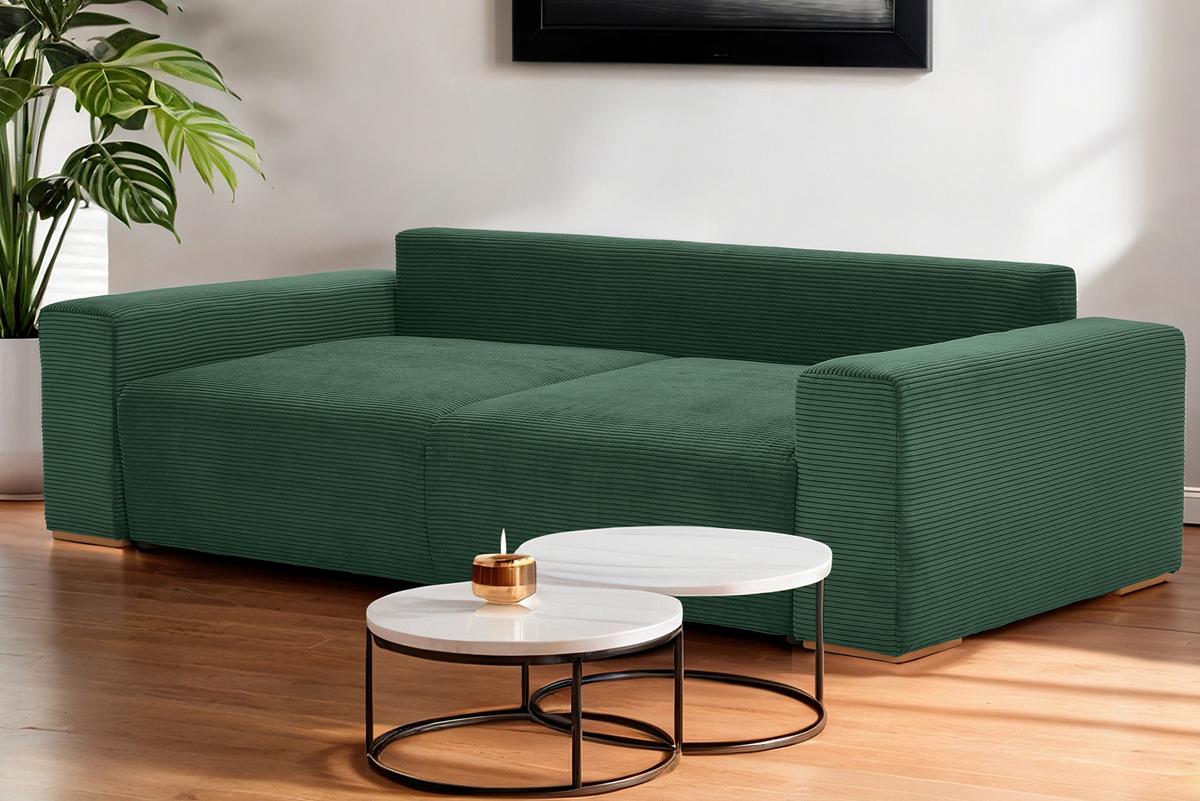 Schlafsofa Vouge Grün Bettkasten, B: 255 Cm - Buchefarben/Schwarz, KONVENTIONELL, Textil (255/86/123cm) - Livetastic