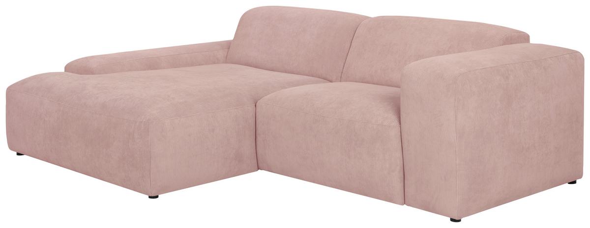 Ecksofa Hannah Rosa 170x252 cm - Schwarz/Rosa, Design, Textil (170/252cm) - MID.YOU