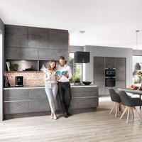 Einbauküche Riga Frei Planbar Modern, Grifflos - Anthrazit, MODERN, Holzwerkstoff - Vertico