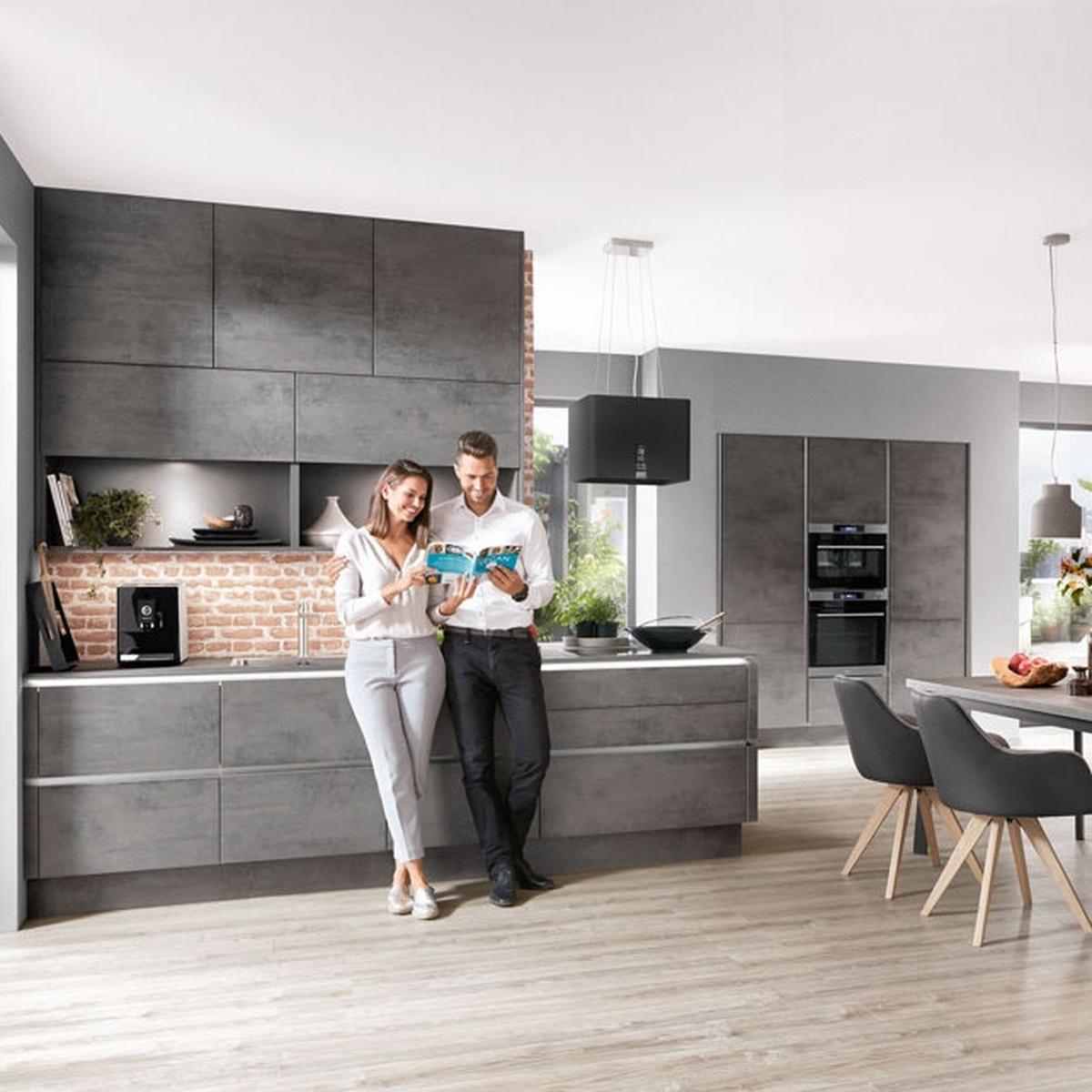 Einbauküche Riga Frei Planbar Modern, Grifflos - Anthrazit, MODERN, Holzwerkstoff - Vertico