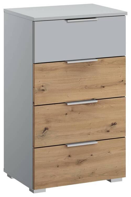 Kommode Mit Soft-Close-System 47 cm Alabama Hellgrau - Hellgrau/Alufarben, MODERN, Holzwerkstoff (47/81/42cm)
