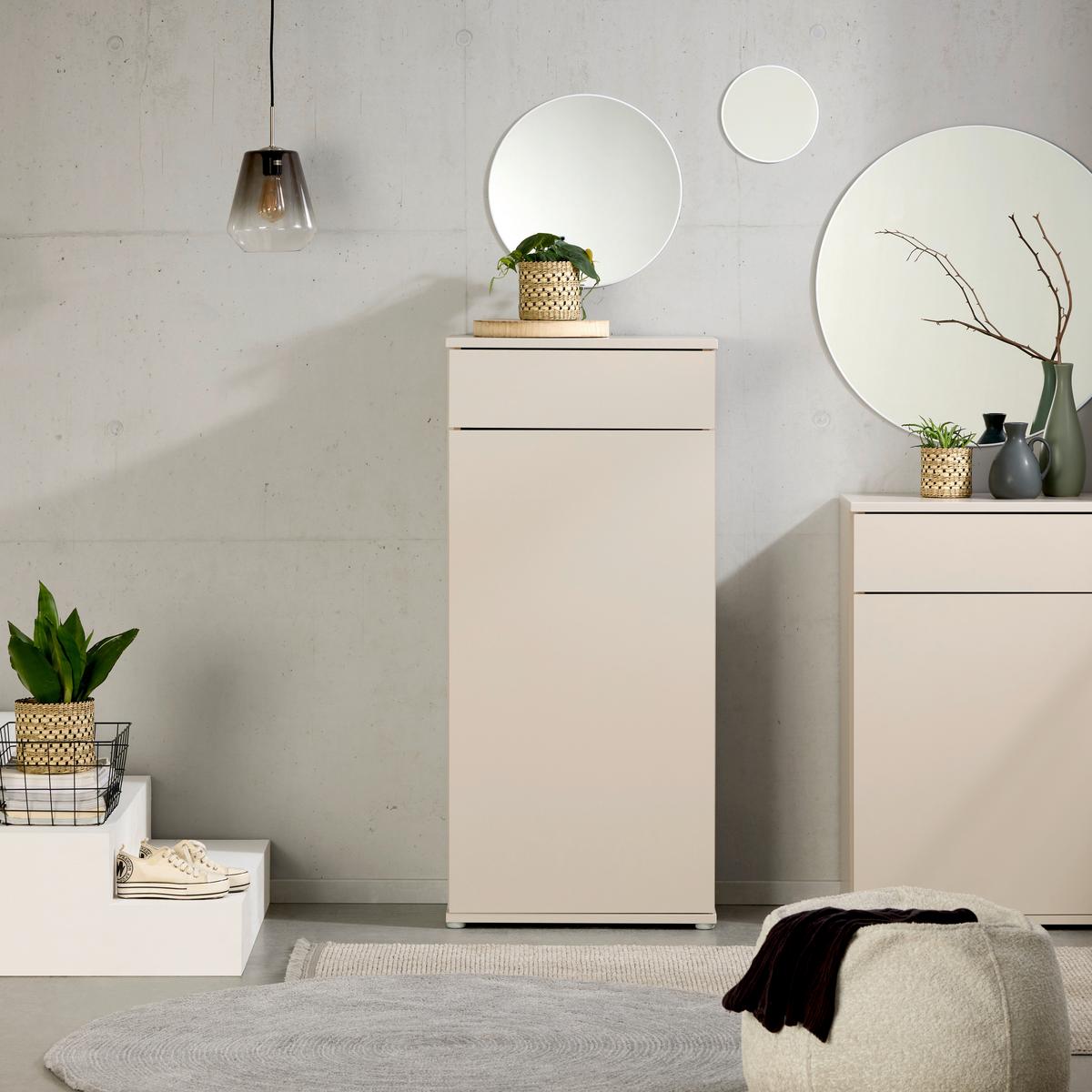 Schuhschrank Antonio Kaschmir H: 134 Cm - Kaschmir/Eiche Artisan, Trend, Holzwerkstoff (61/133,3/37,5cm)