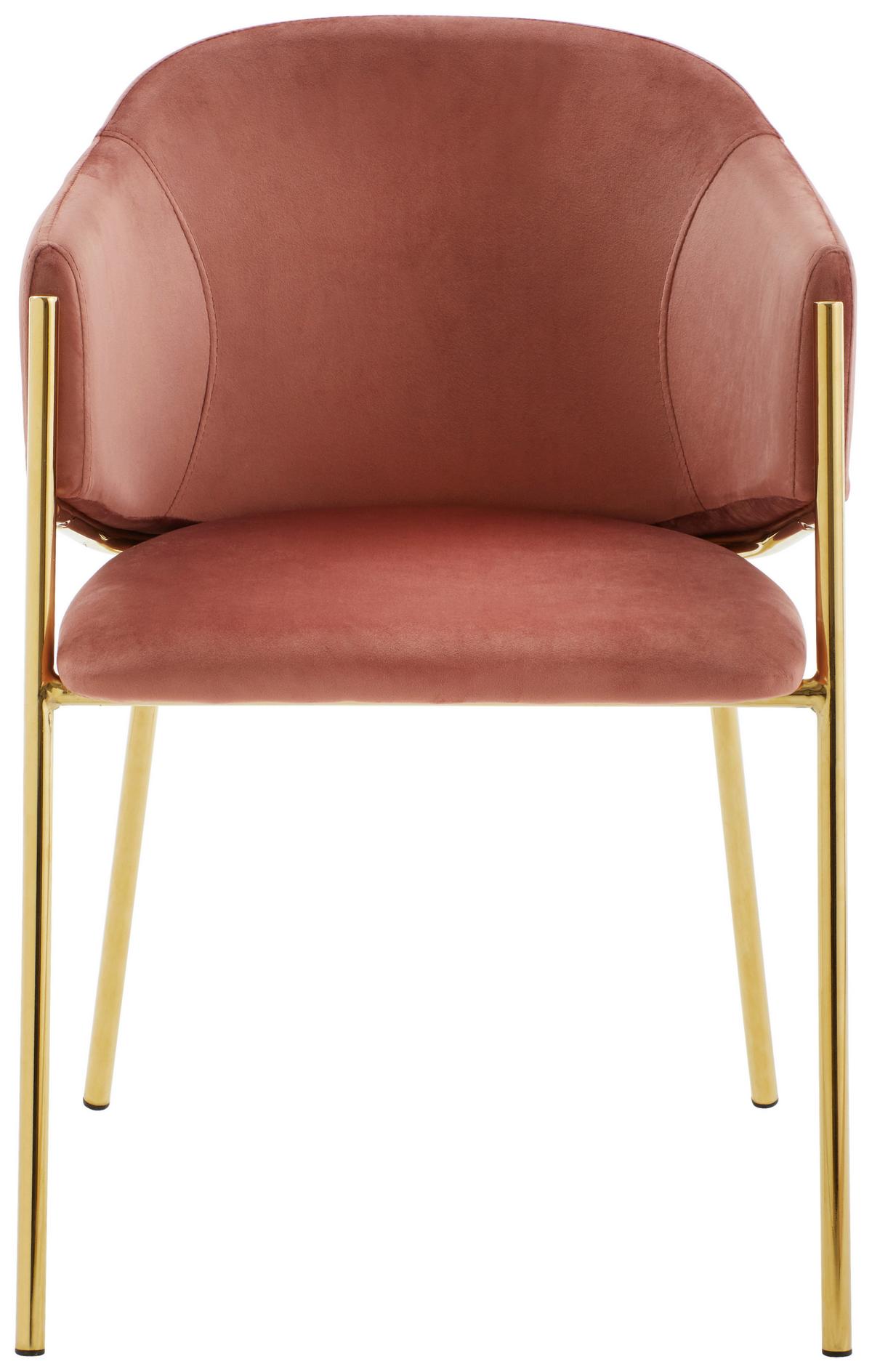 Armlehnstuhl-set Kronos -Trend Rosa/gold - Goldfarben/Rosa, Trend, Textil/Metall (53/77/60cm) - Livetastic