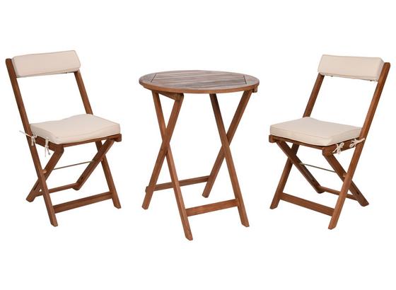 Balkonmöbel Set Akazienholz mit Kissen - Braun, Basics, Holz (90/72/60cm)