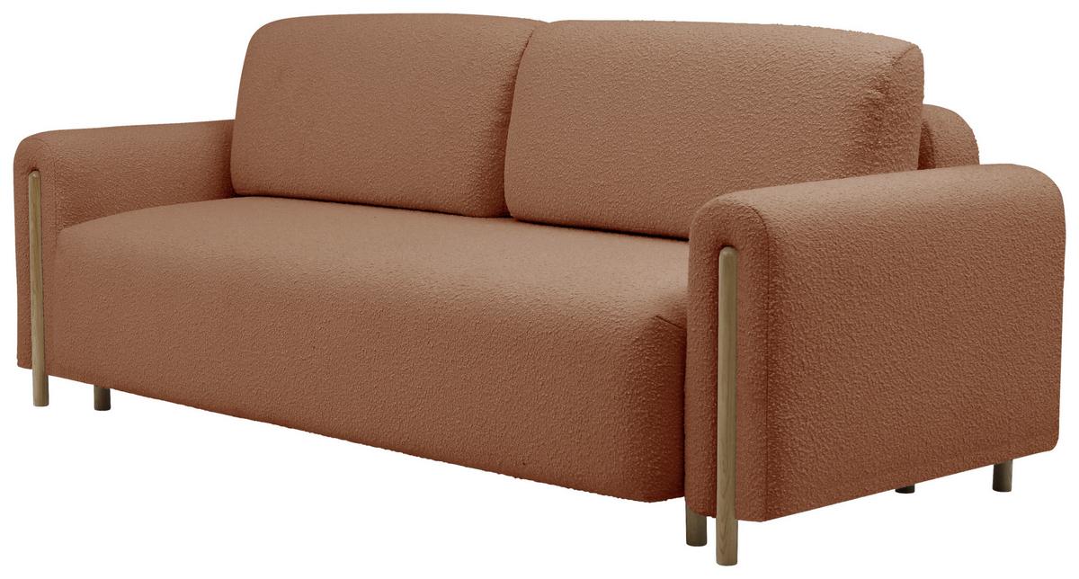 Schlafsofa Arcadova Hellrot B: 244cm - Eichefarben/Hellrot, Design, Textil (244/97/97cm) - MID.YOU