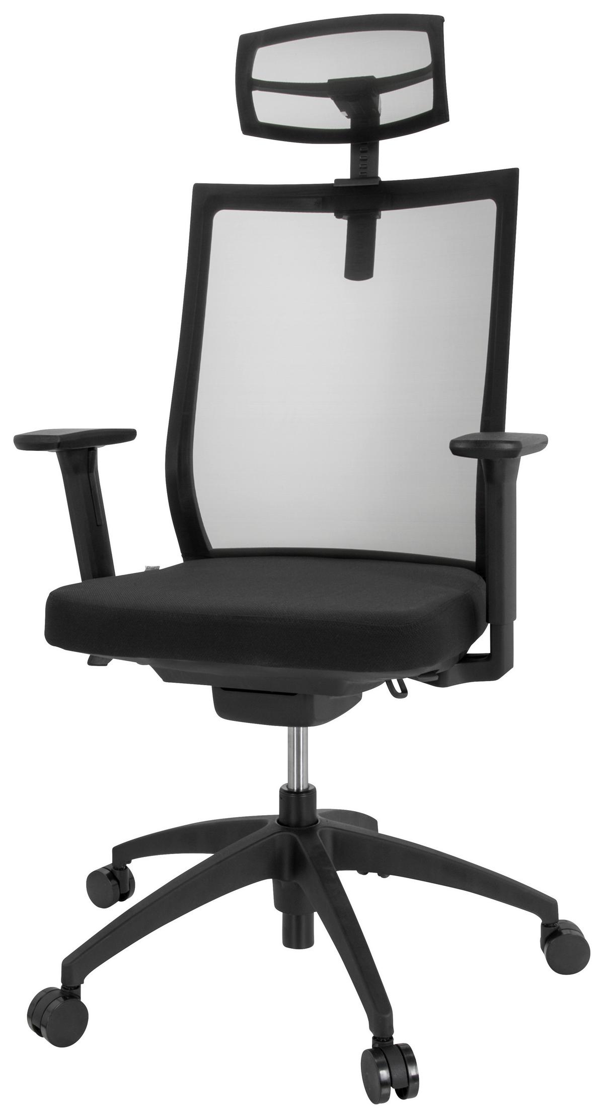 Drehstuhl Aspen Pro - Schwarz, Basics, Kunststoff/Textil (63/111-121/55cm) - MID.YOU