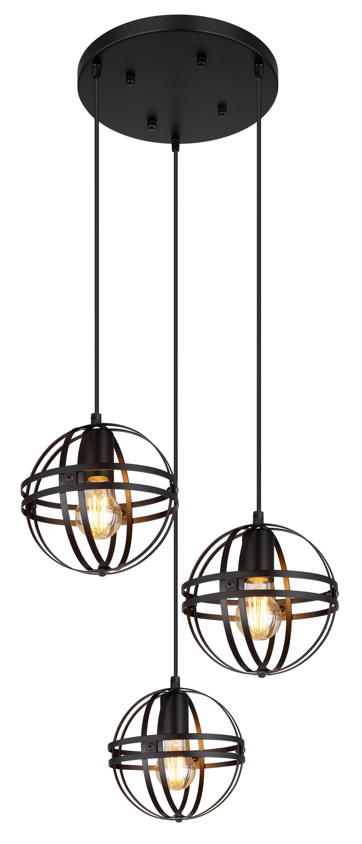 Hängeleuchte 15639-3h - Schwarz, Design, Kunststoff/Metall (47/120cm) - Globo