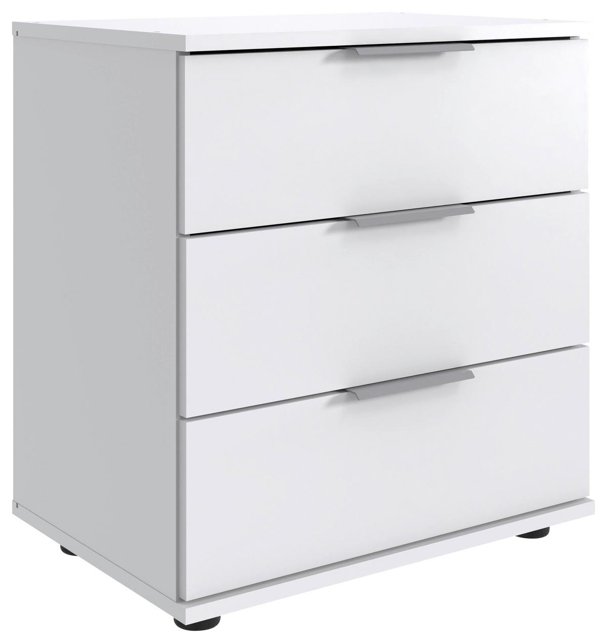 Nachkästchen Weiß H: 58 Cm Nadja - Silberfarben/Weiß, KONVENTIONELL, Holzwerkstoff (52/58/38cm) - MID.YOU