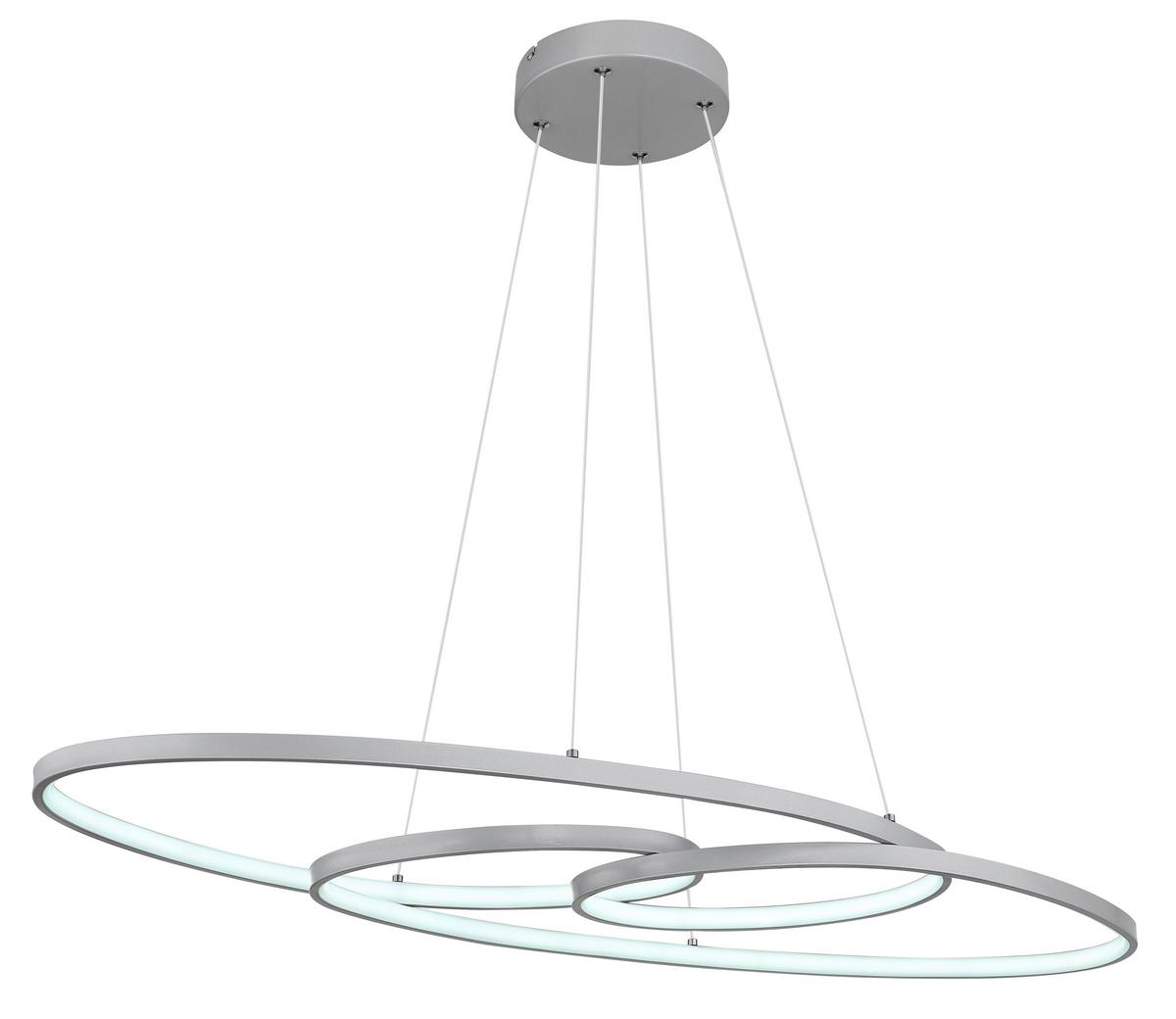 LED-Hängeleuchte 67177-40n - Silberfarben/Opal, Design, Kunststoff/Metall (100/36/120cm) - Globo
