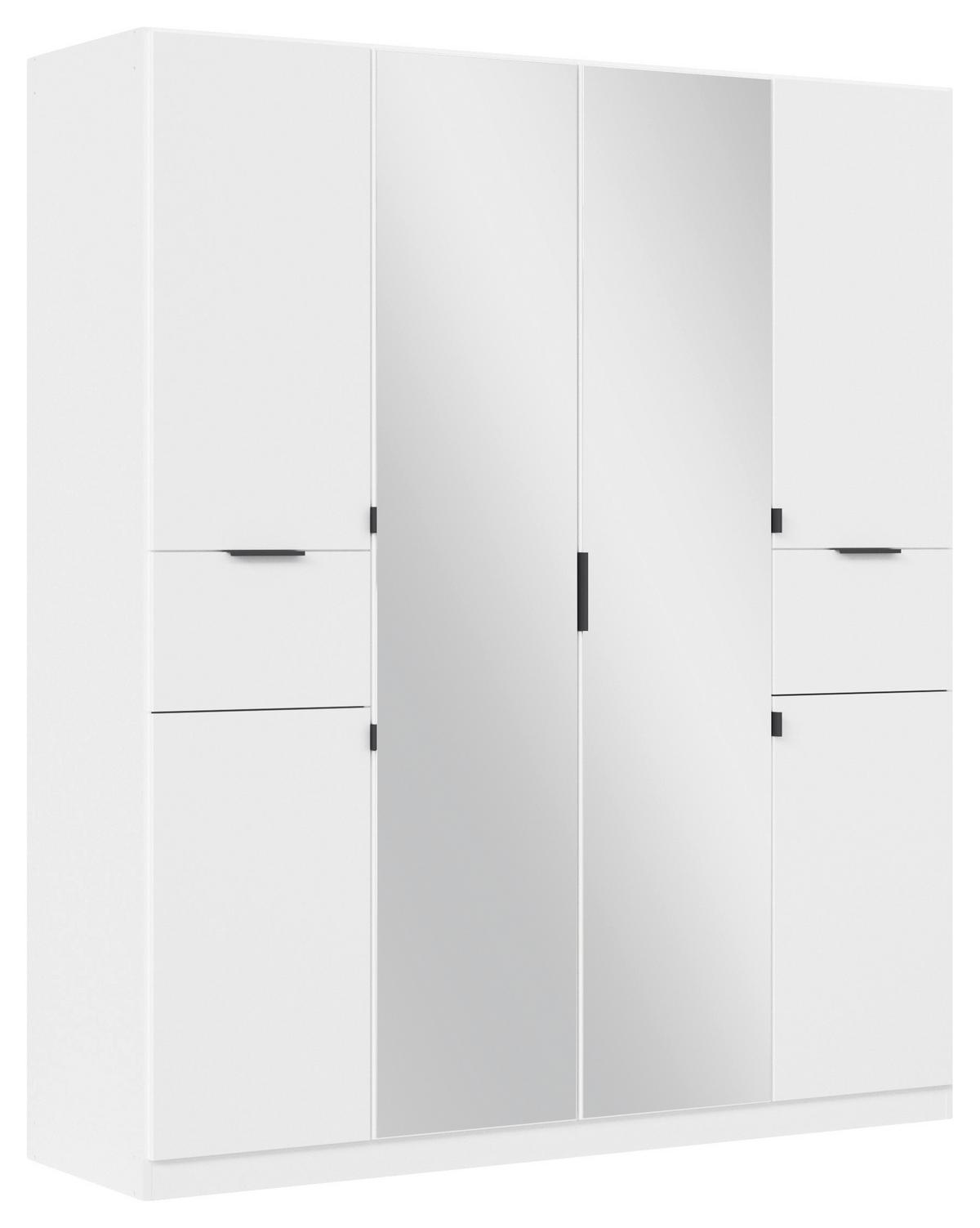 Drehtürenschrank Ticao Weiß B: 181 cm - Silberfarben/Weiß, MODERN, Holzwerkstoff (181/210/54cm) - Rauch Möbel