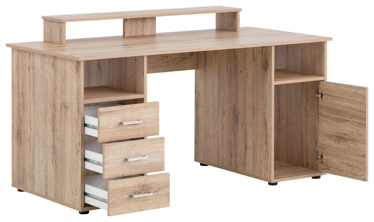 Schreibtisch B 70 Cm H 70,4 Cm Niels, Wild Eiche - Wildeiche/Schwarz, MODERN, Holzwerkstoff (150/70/70,4cm)