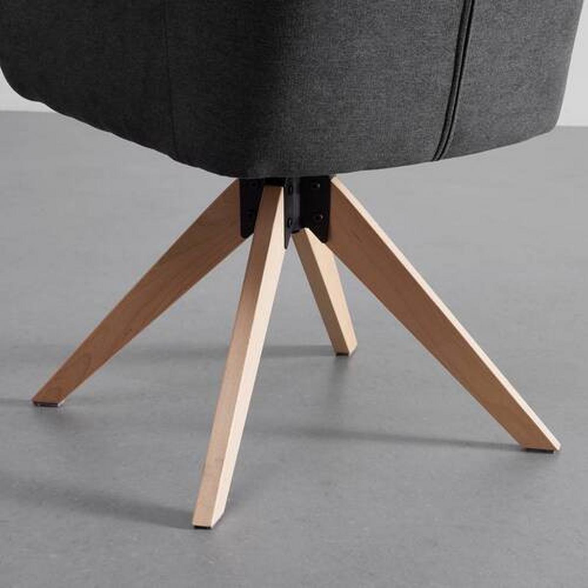 Zamatová stolička Lucita, otočná, nohy drevo - prírodná farba/tmavosivá, Modern, kov/drevo (59/88/60cm) - Bessagi Home