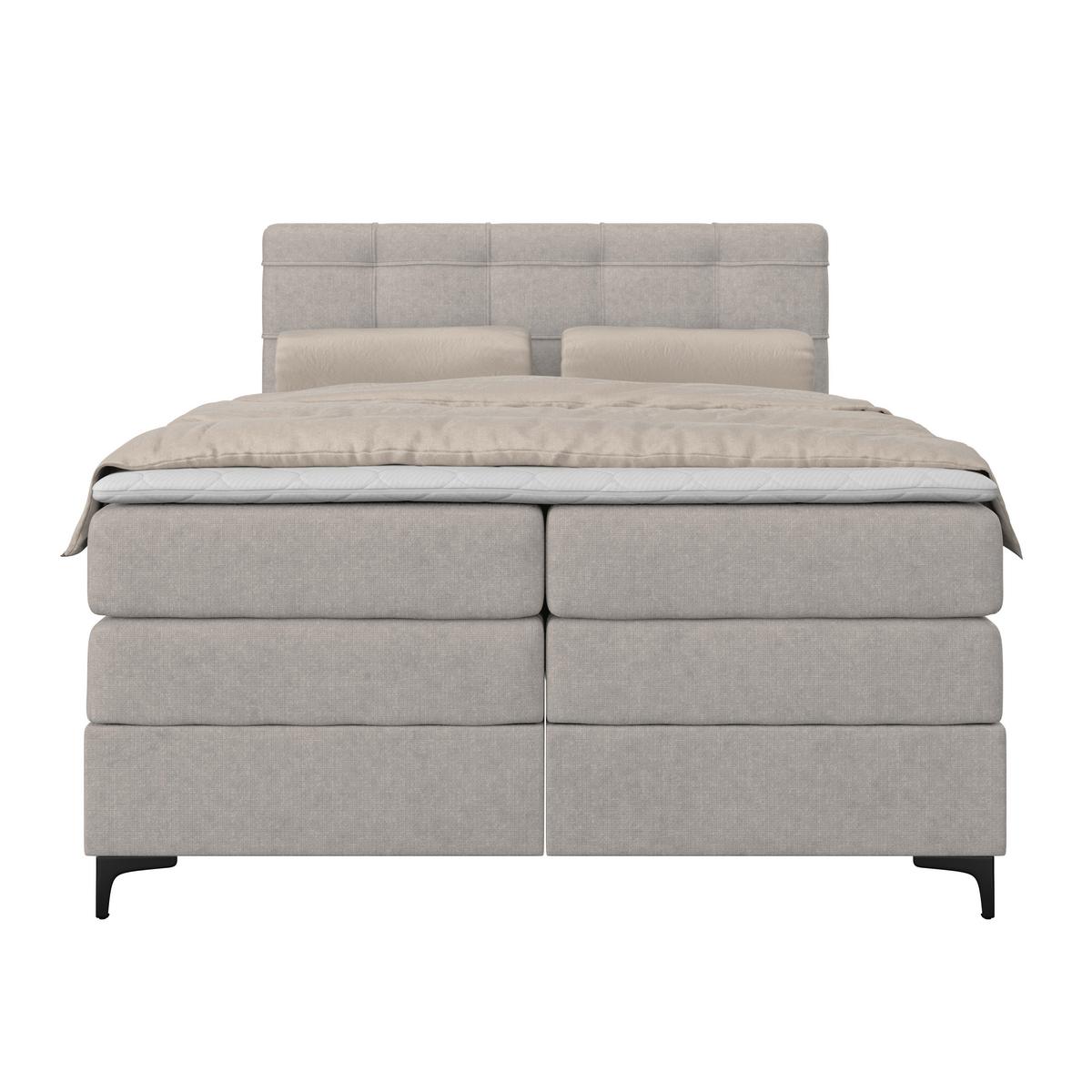 Boxspringbett MITTO Lavagrau 140x200 cm - Lavagrau/Schwarz, KONVENTIONELL, Textil/Metall (140/200cm)