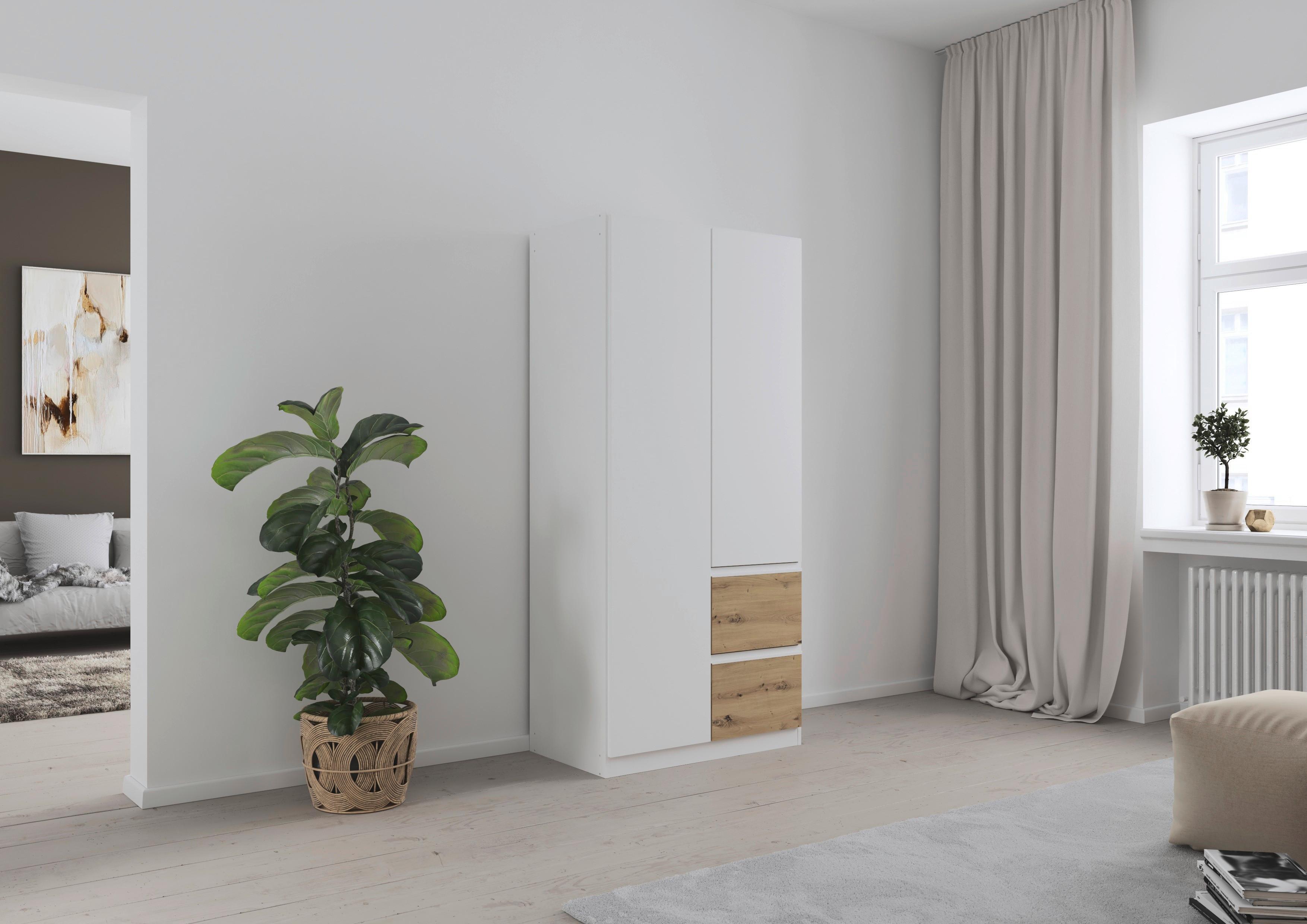 Drehtürenschrank Costa Eiche Artisan Dekor Weiß - Eiche Artisan/Weiß, MODERN, Holzwerkstoff (91/197/54cm) - Rauch Möbel
