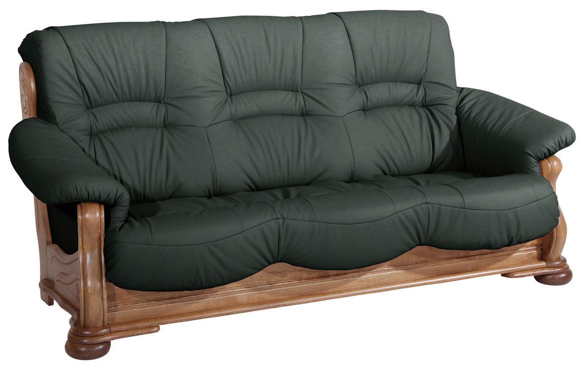 3-sitzer-sofa Tennessee Dunkelgrün Echtleder - Dunkelgrün/Eichefarben, LIFESTYLE, Leder/Holz (205/95/95cm) - Max Winzer