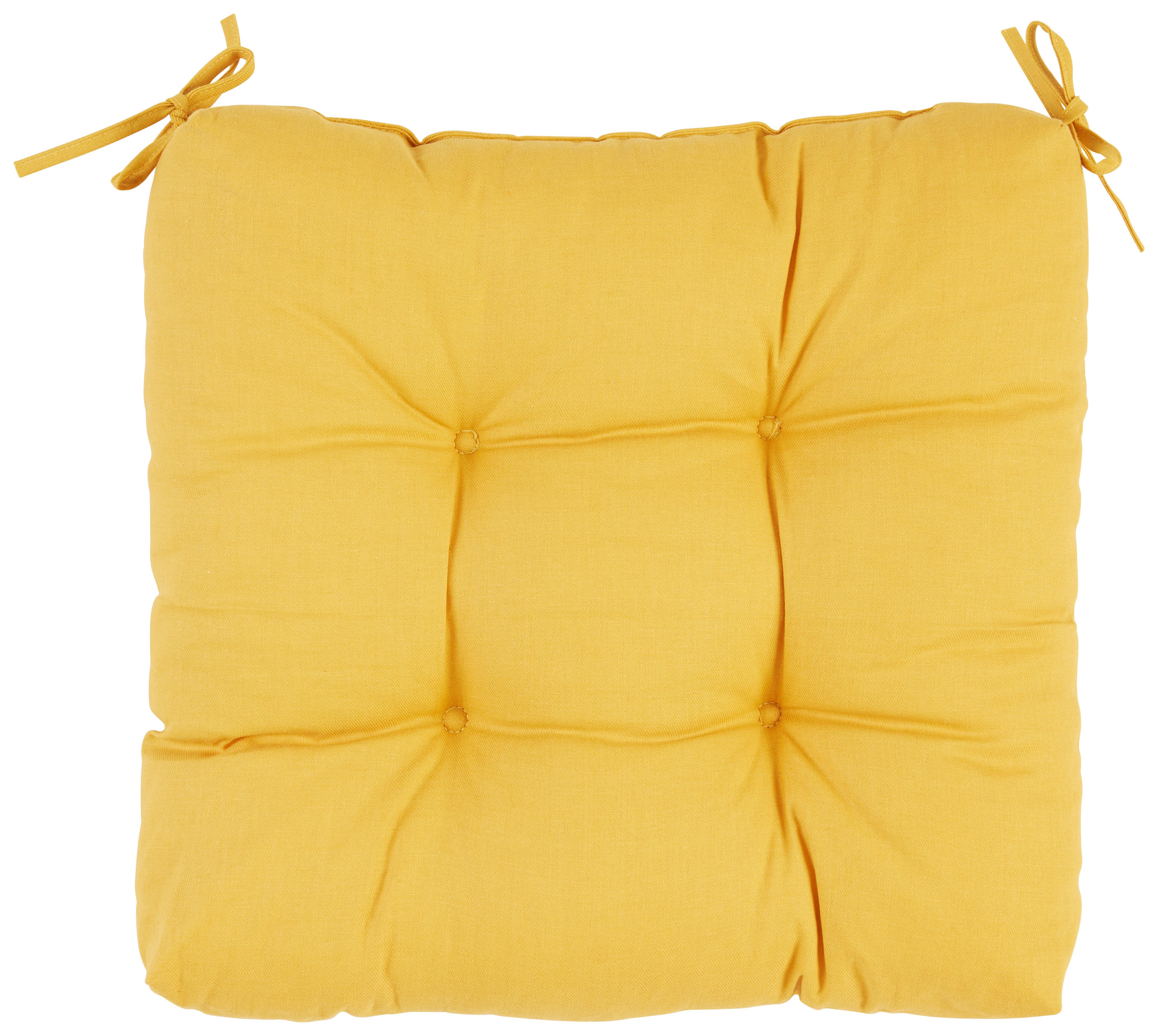 Sedací Polštář Elli, 40/40/7cm, Žlutá - žlutá, textil (40/40/7cm) - Modern Living