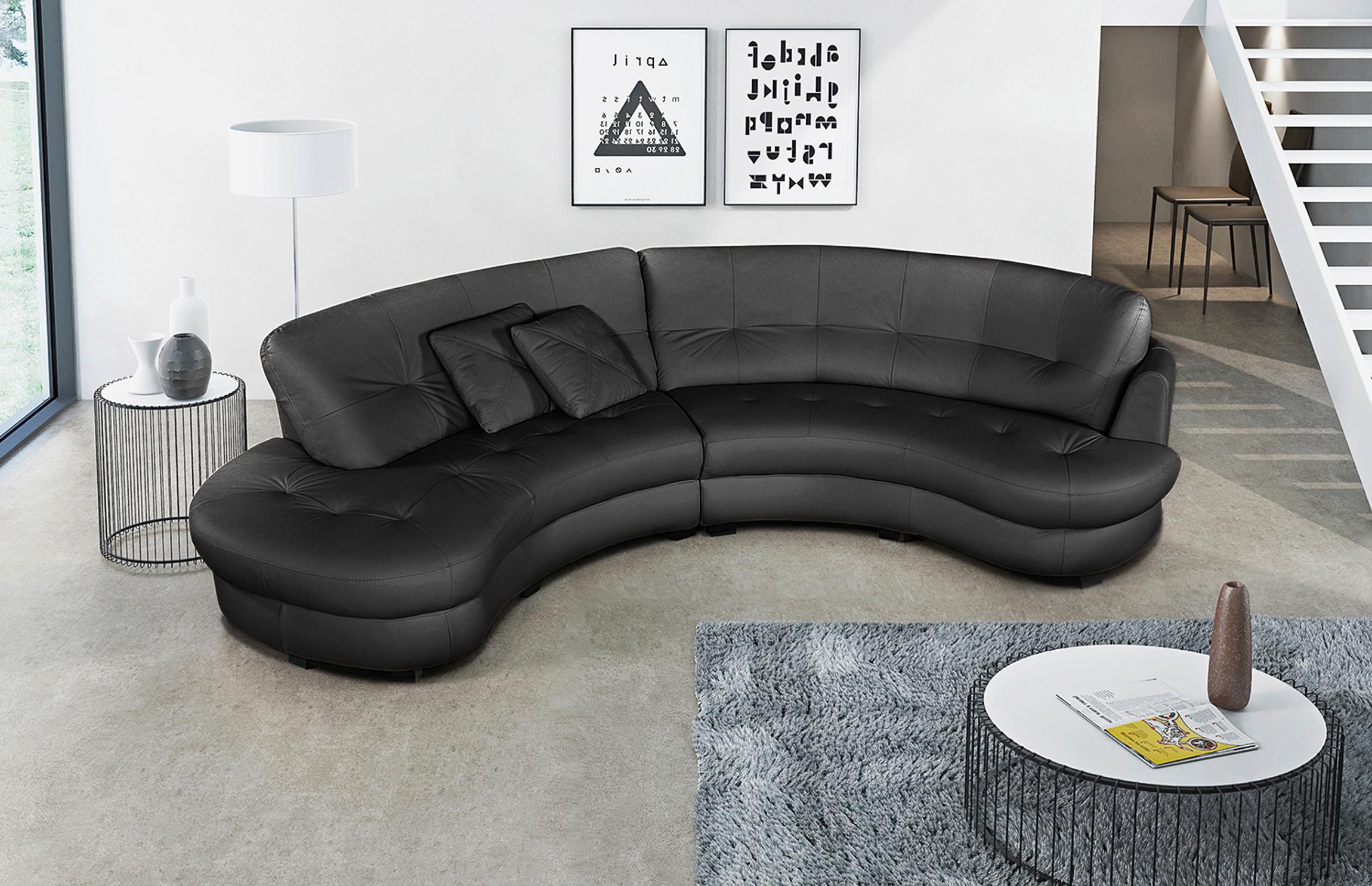 Ecksofa Bretania Schwarz S: 113x300 cm - Schwarz, Design, Leder/Textil (113/300cm) - Livetastic