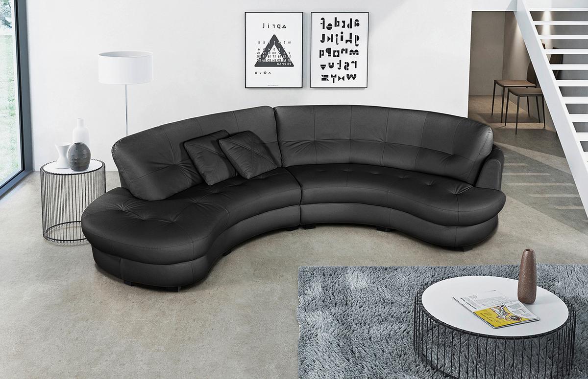 Ecksofa Bretania Schwarz S: 113x300 cm - Schwarz, Design, Leder/Textil (113/300cm) - Livetastic