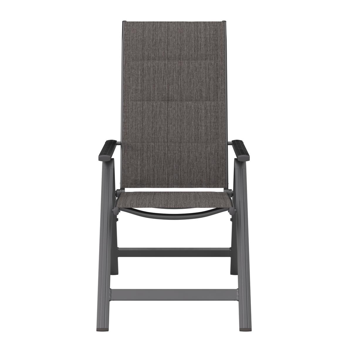 Gartensessel Klappbar Verena Aluminium, Textil - Dunkelgrau, MODERN, Textil/Metall (57/108/70cm) - Beldano