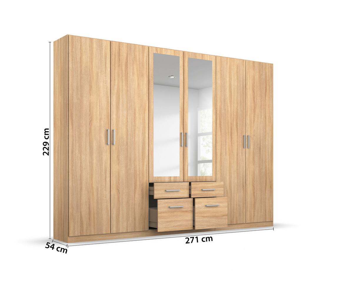 Drehtürenschrank Bingen S. Eiche D. B: 271cm - Sonoma Eiche, MODERN, Holzwerkstoff (271/229/54cm) - Rauch Möbel