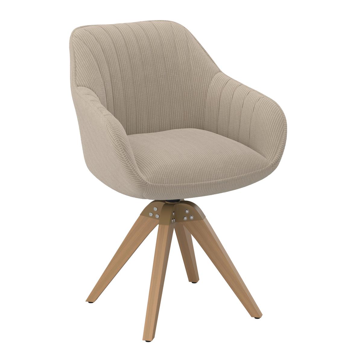 Židle s područkami SALLY, béžová - barvy buku/béžová, Moderní, dřevo/textil (61/84/58cm) - Bessagi Home
