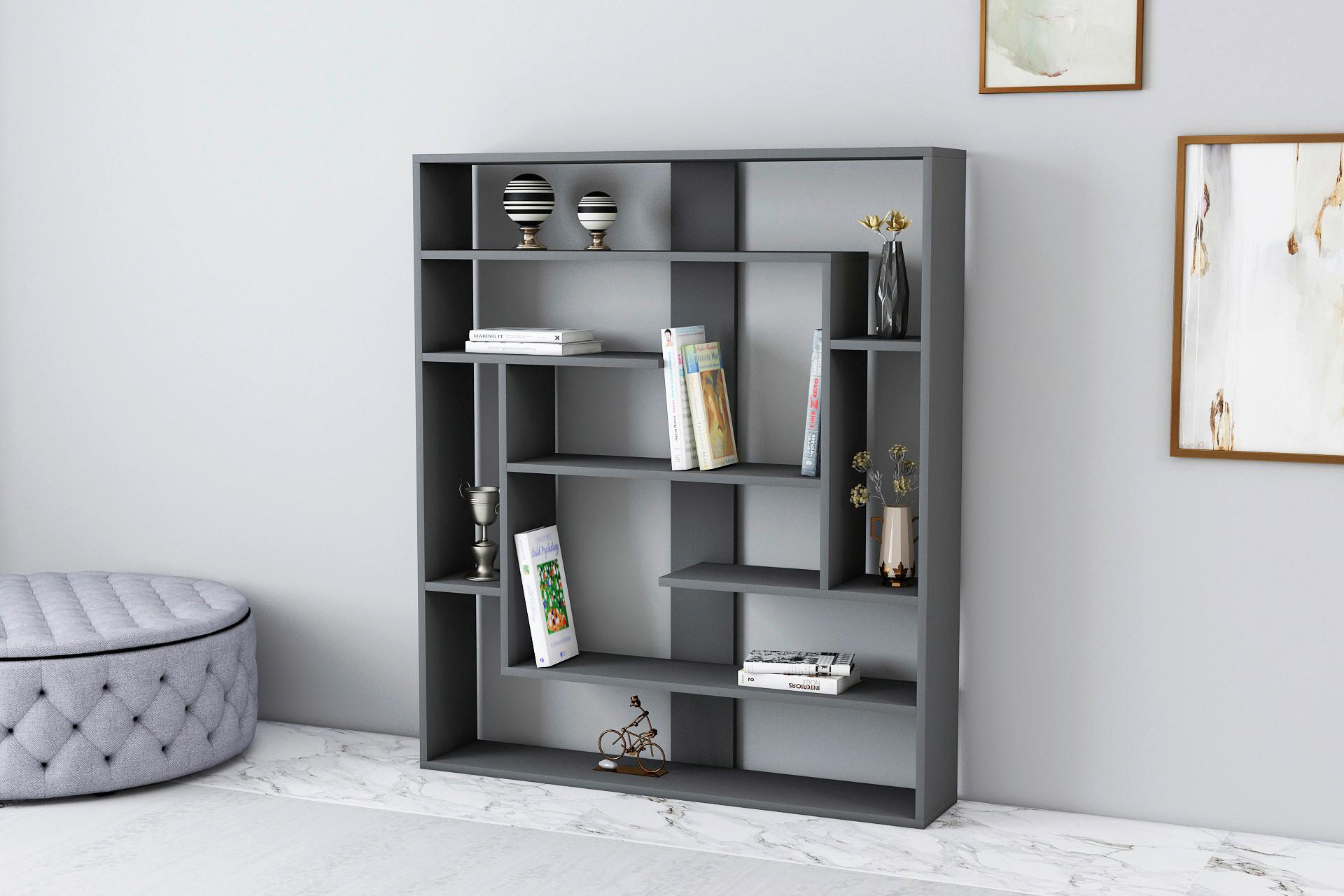Regal Poseidon Standregal - Anthrazit, Design, Holzwerkstoff (114/132/22cm) - Livetastic