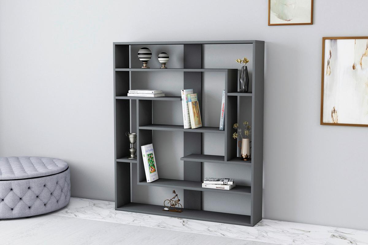 Regal Poseidon Standregal - Anthrazit, Design, Holzwerkstoff (114/132/22cm) - Livetastic